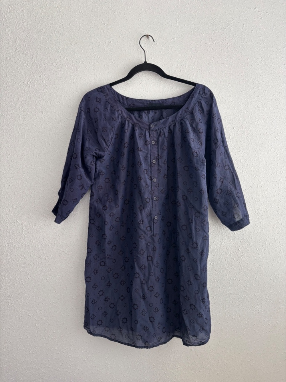 CP Shades 100% Silk Indigo Blue Printed Tunic
